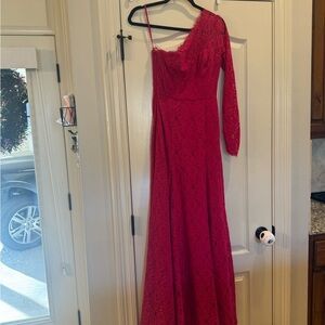 BCBG One-Shoulder Red Lace Gown